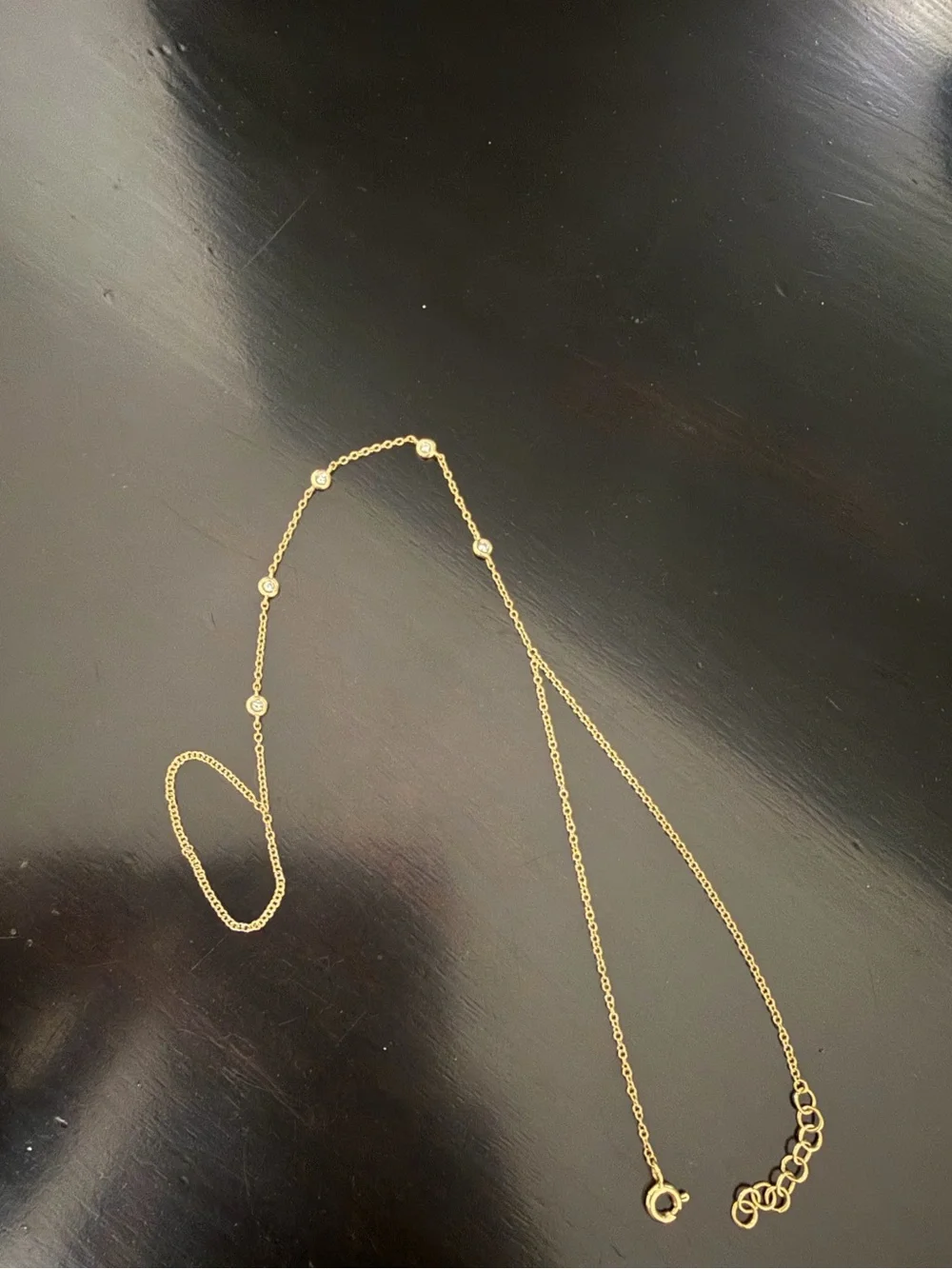 14K Gold Five Round Bezel Diamond Hand Chain - Picture 7 of 7